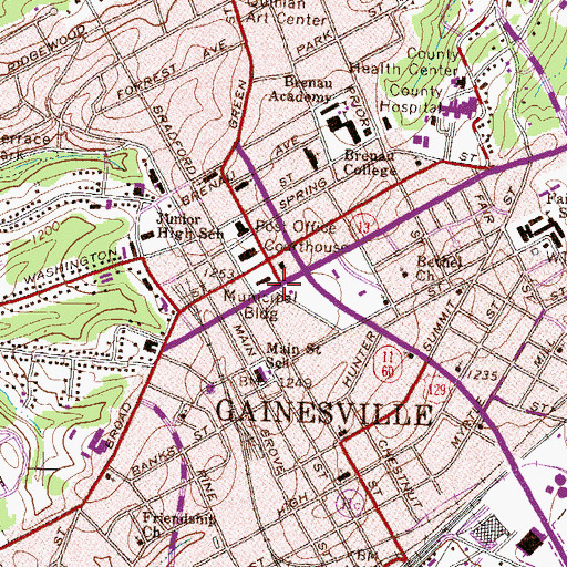 Topographic Map of Gainesville, GA