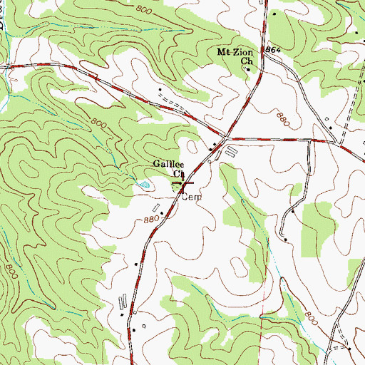 Topographic Map of Galilee Church, GA