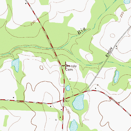 Topographic Map of Gandy Cemetery, GA