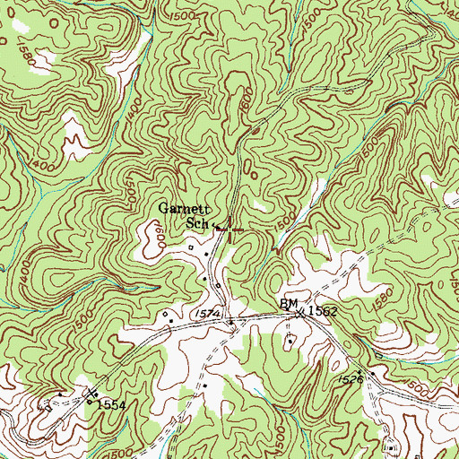 Topographic Map of Garnett School, GA