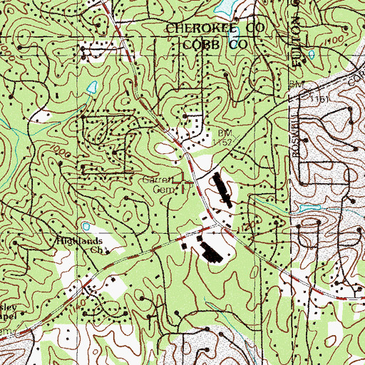 Topographic Map of Garrett Cemetery - Old Holly Springs Baptist Cemetery, GA