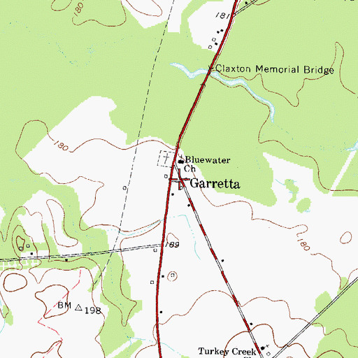 Topographic Map of Garretta, GA