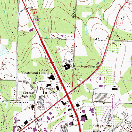Topographic Map of Garrison-Pilcher School, GA