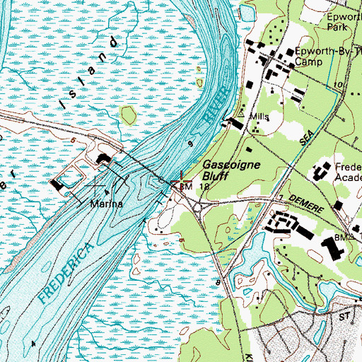 Topographic Map of Gascoigne Bluff, GA