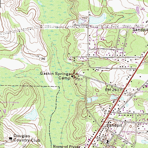 Topographic Map of Gaskin Springs Camp, GA