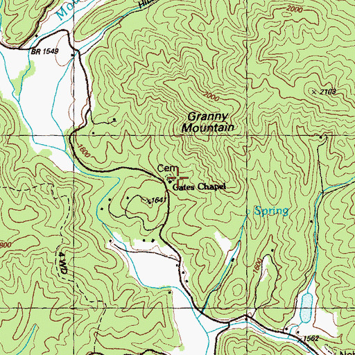 Topographic Map of Gates Chapel, GA