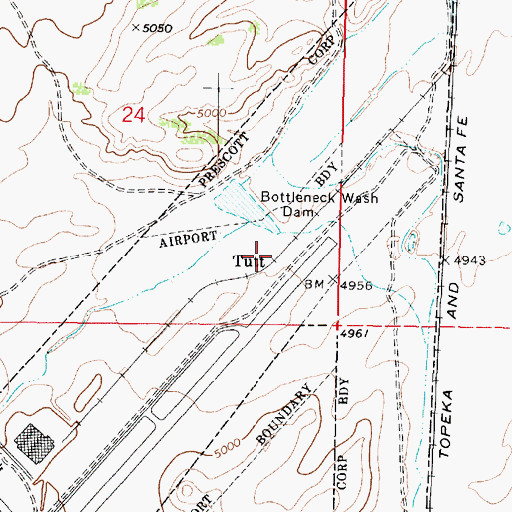 Topographic Map of Tutt, AZ