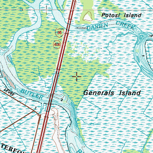 Topographic Map of Rhetts Island, GA