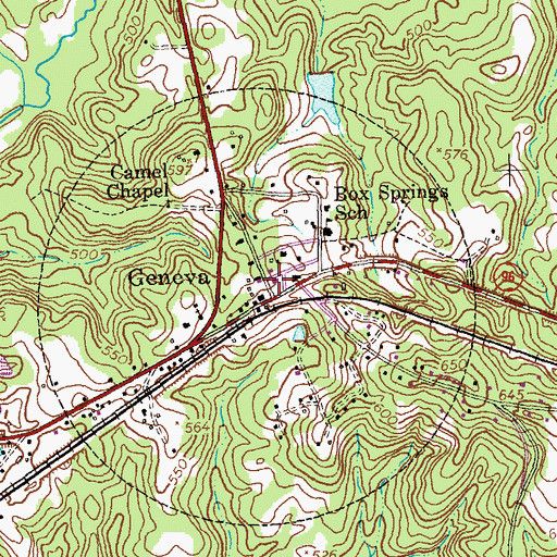 Topographic Map of Geneva, GA
