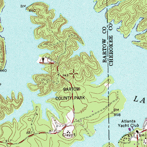Topographic Map of George Washington Carver State Park, GA