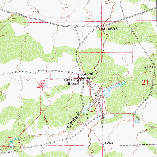 Topographic Map of Creasey Ranch, AZ