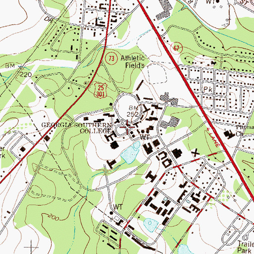 Topographic Map of Georgia Southern University, GA