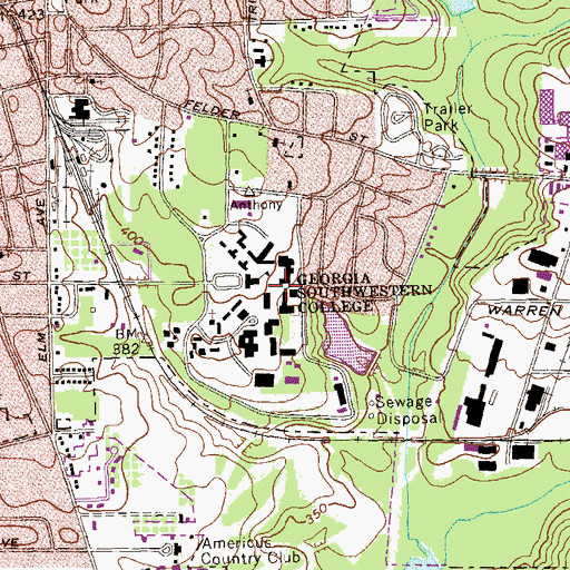 Topographic Map of Georgia Southwestern State University, GA