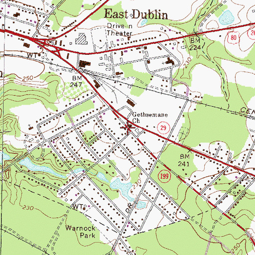 Topographic Map of Gethsemane Church, GA