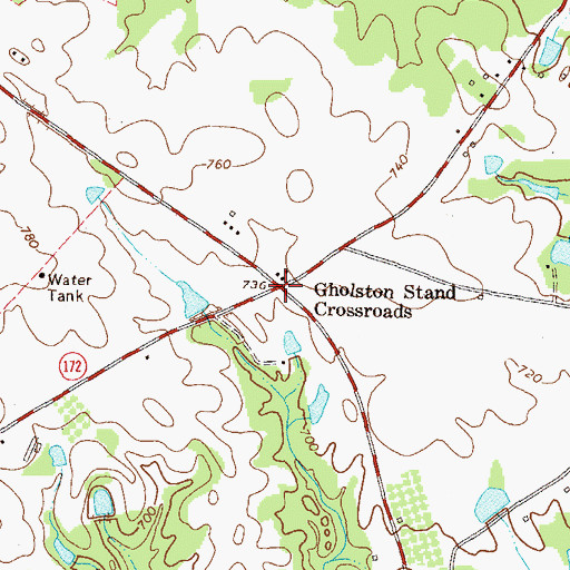 Topographic Map of Gholston Stand Crossroads, GA