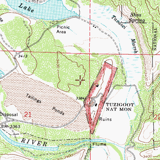 Topographic Map of Tuzigoot National Monument, AZ