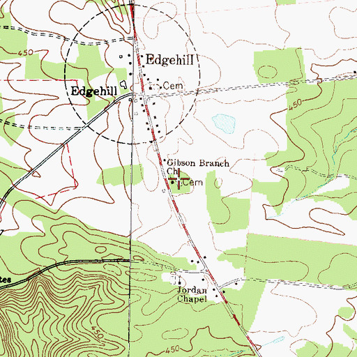 Topographic Map of Gibson Branch Church, GA