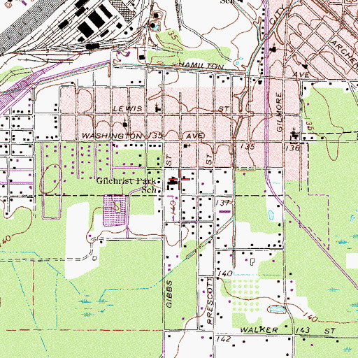 Topographic Map of Gilchrist Park School, GA