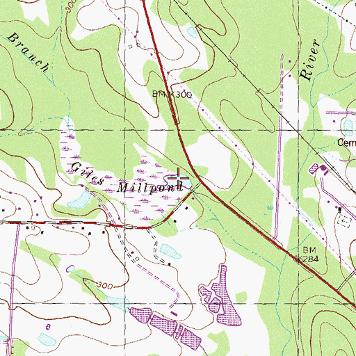 Topographic Map of Giles Millpond, GA