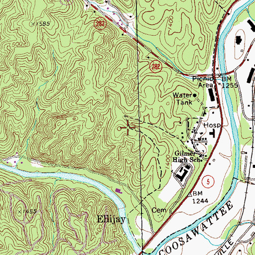 Topographic Map of Gilmer High School, GA