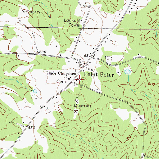 Topographic Map of Glade Church, GA