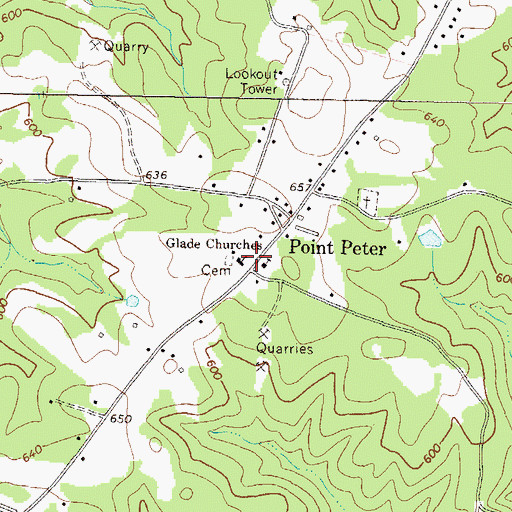 Topographic Map of Glade Church, GA