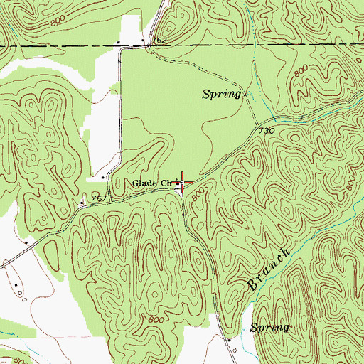 Topographic Map of Glade Church, GA