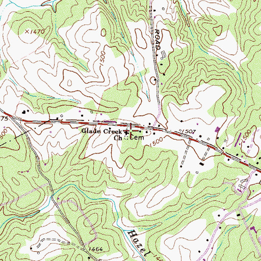 Topographic Map of Glade Creek Church, GA