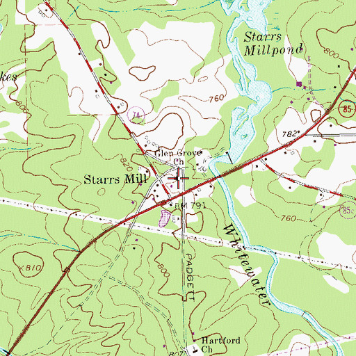Topographic Map of Glen Grove Church, GA
