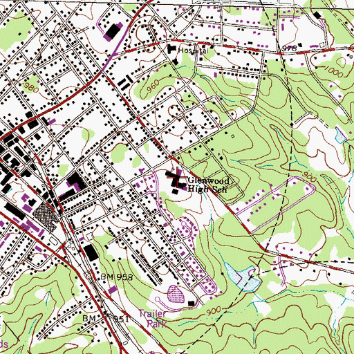 Topographic Map of Winder - Barrow Middle School, GA