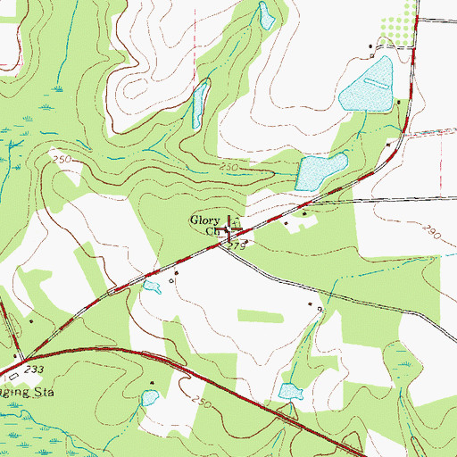 Topographic Map of Glory Church, GA