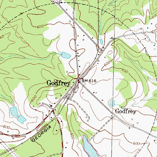 Topographic Map of Godfrey, GA