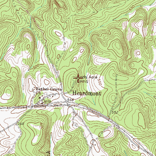 Topographic Map of Gods Acre Cemetery, GA