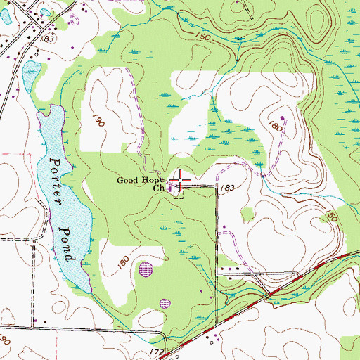 Topographic Map of Good Hope Church, GA