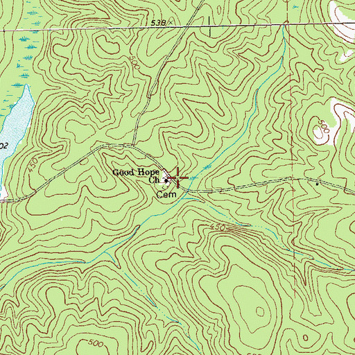 Topographic Map of Good Hope Church, GA