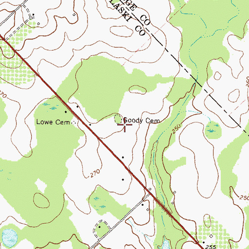 Topographic Map of Goody Cemetery, GA