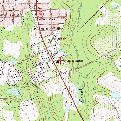 Topographic Map of Gordon Heights Church, GA