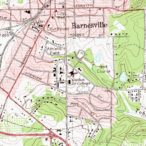 Topographic Map of Gordon College, GA