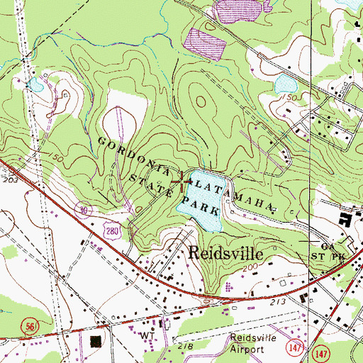 Topographic Map of Gordonia Alatamaha State Park, GA
