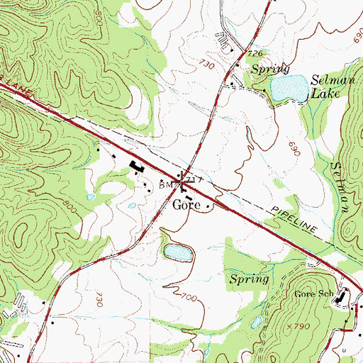 Topographic Map of Gore, GA
