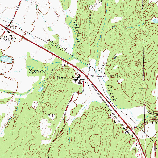 Topographic Map of Gore School, GA