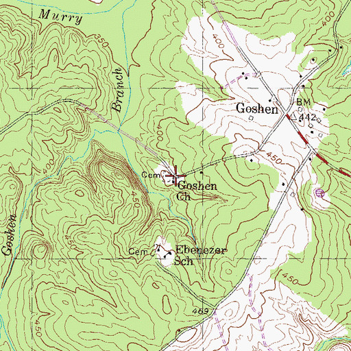Topographic Map of Goshen Church, GA