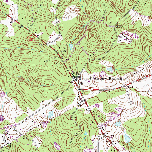 Topographic Map of Gospel Watery Branch Church, GA