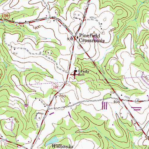 Topographic Map of Grady School, GA