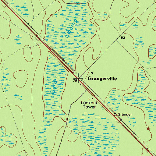Topographic Map of Grangerville, GA