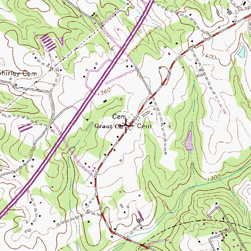 Topographic Map of Grant Church, GA