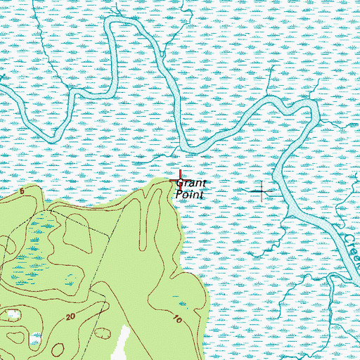 Topographic Map of Grants Point, GA