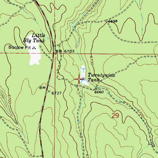 Topographic Map of Twentynine Tank, AZ