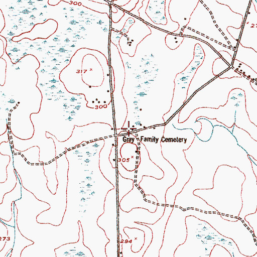 Topographic Map of Gray Family Cemetery, GA