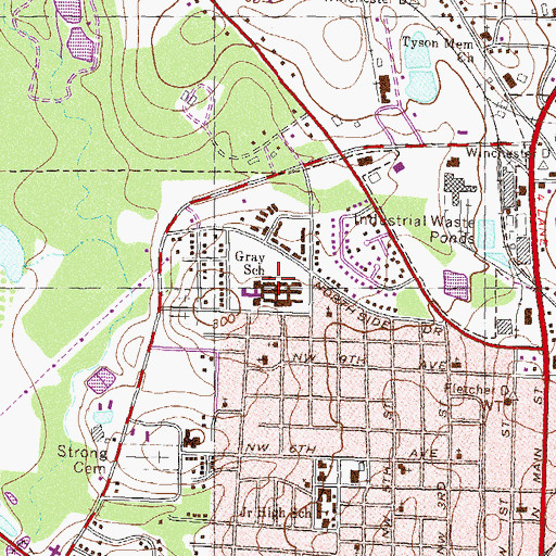 Topographic Map of Gray School, GA